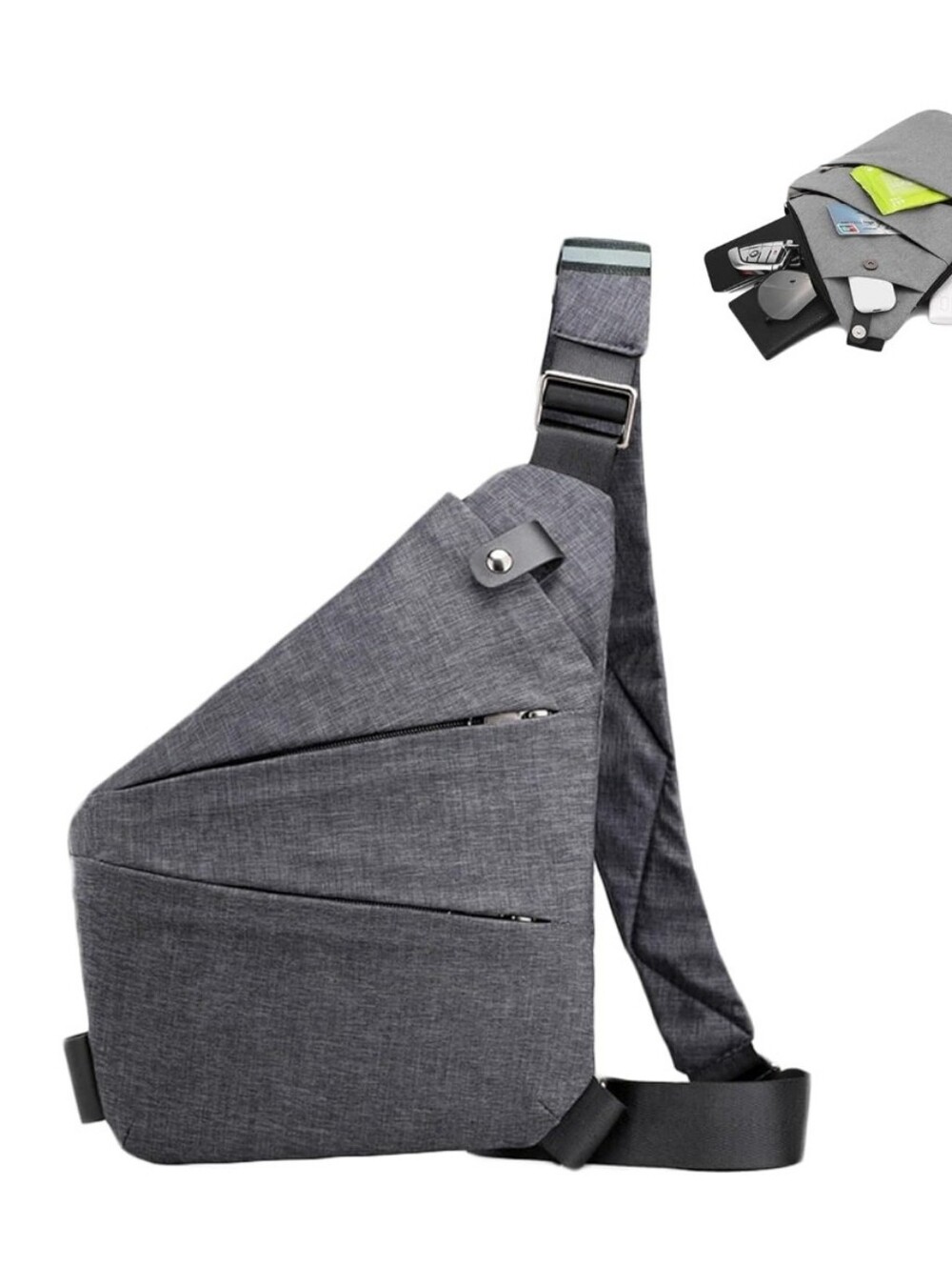 LPnd Charcoal Grey Right Handed Anti Theft Travel  Crossbody Sling Bag NWOT
